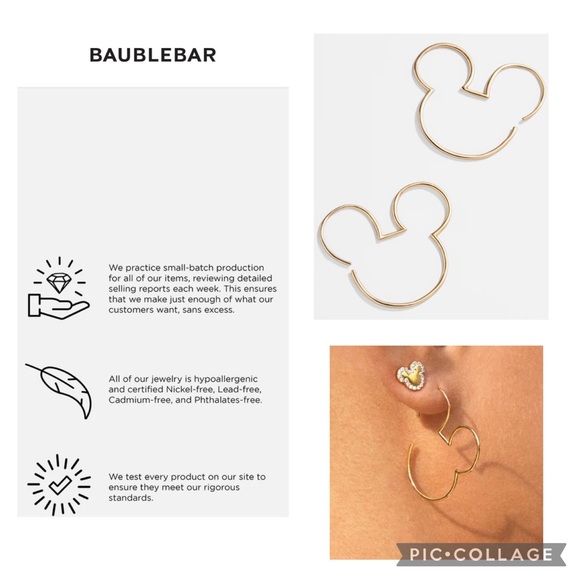 Disney x BaubleBar Mickey Mouse Gold Threader Hoop Earrings - Picture 10 of 13